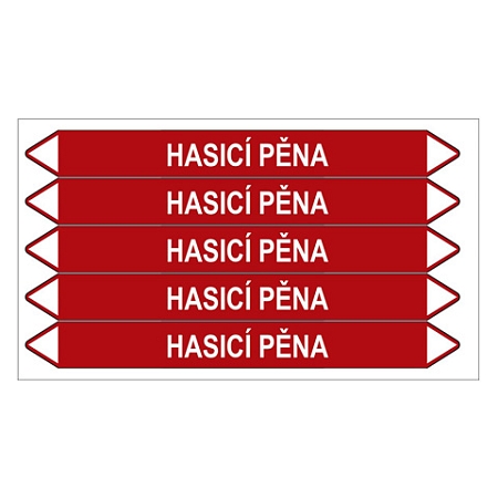 Značení potrubí, hasicí pěna,5 ks, 150 × 12 mm